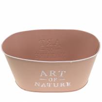 Prodotto Portafiori ovale in zinco rosa antico 27×18 cm H12,5 cm