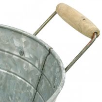 Vaso in zinco Vaso per fiori in metallo manico in legno L57,5 cm L31,5 cm