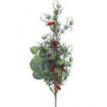 Ramo natalizio artificiale verde bacche rosse decorazione 70cm