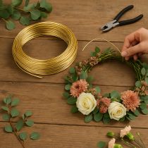 Prodotto Filo di alluminio dorato, 2 mm, 60 m, 500 g, filo flessibile per decorazioni e bigiotteria.