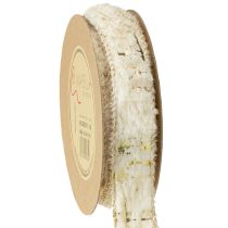 Prodotto Nastro con pelliccia nastro decorativo crema oro pelliccia sintetica 25mm 15m