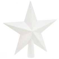 Prodotto Puntale per albero bianco scintillante 19 cm - infrangibile e scintillante, perfetto per eleganti decorazioni natalizie