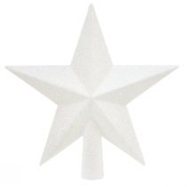 Prodotto Puntale per albero bianco scintillante 19 cm - infrangibile e scintillante, perfetto per eleganti decorazioni natalizie