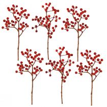 Prodotto Rami di bacche rosse brillanti – Ideali per decorazioni festive, 30 cm – Set di 6