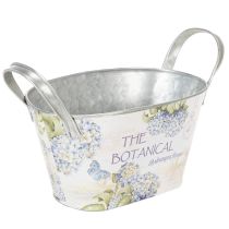 Prodotto Vaso da fiori con manici, decorazione a ortensia, in metallo, 26×13×14,5 cm