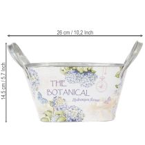 Prodotto Vaso da fiori con manici, decorazione a ortensia, in metallo, 26×13×14,5 cm