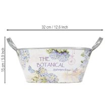 Prodotto Vaso ovale in metallo con manici, per ortensie, 32×15×15 cm