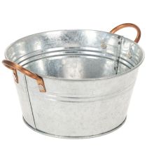 Prodotto Ciotola rotonda per fiori con manici, in metallo, Ø17,5 cm, H9 cm