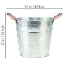Prodotto Vaso da fiori in metallo con manici, secchiello decorativo, Ø16cm H15cm