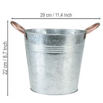 Prodotto Vaso da fiori in metallo con manici, secchiello decorativo, Ø21cm H19.5cm