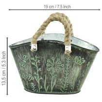 Prodotto Vaso da fiori con manici, sacchetto, metallo, iuta, 19×13,5×13,5 cm