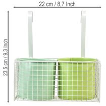 Prodotto Vaso da fiori sospeso in metallo, verde, decorazione per balcone, L22cm H23.5cm
