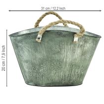 Prodotto Vaso da fiori con manici in juta, borsa in metallo, 31×20×17 cm