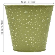 Prodotto Vaso da fiori in metallo, fioriera, stelle, verde e argento, Ø16cm