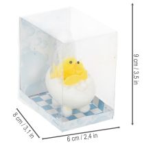 Prodotto Decorazione pasquale a forma di pulcino, pulcino in ciniglia nella vasca da bagno, giallo, 9 cm