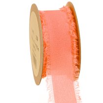 Prodotto Nastro in chiffon arancione pastello con frange in tessuto 40 mm 15 m