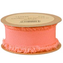 Prodotto Nastro in chiffon arancione pastello con frange in tessuto 40 mm 15 m