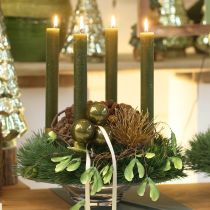 Prodotto Palline di Natale in vetro lucido color oliva e grigio argento 5 cm 24 pezzi