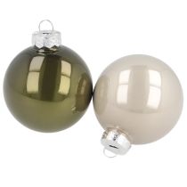 Prodotto Palline di Natale in vetro lucido color oliva e grigio argento 5 cm 24 pezzi