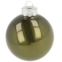 Prodotto Palline di Natale in vetro lucido color oliva e grigio argento 5 cm 24 pezzi