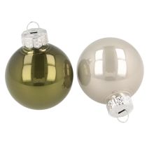 Prodotto Palline di Natale mini palline di vetro verde argento 4 cm 24 pezzi