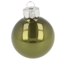 Prodotto Palline di Natale mini palline di vetro verde argento 4 cm 24 pezzi