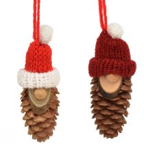 Prodotto Decorazione per albero di Natale gnomo cono gnomo rosso 9 cm 12 pezzi