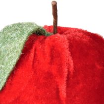 Prodotto Tessuto decorativo con foglie di mela in velluto e feltro rosso Ø7,5cm H9cm 9 pezzi