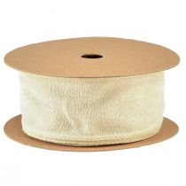 Prodotto Nastro decorativo, nastro di velluto, nastro ornamentale, beige, larghezza 50 mm, lunghezza 8 m