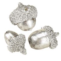 Prodotto Ghiande decorative argento, decorazione dell&#39;Avvento, frutti autunnali naturali, casa di campagna Ø1,5 – 2,5 cm L1,5 – 3 cm 300 g
