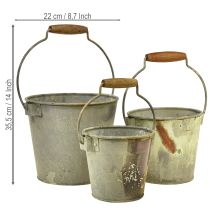 Prodotto Secchiello decorativo in metallo effetto ruggine vintage Ø15/17,5/22 cm, set da 3