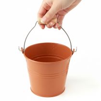 Prodotto Secchiello/fioriera decorativo in metallo, arancione-marrone, Ø16cm, H14.5cm, 1.6L