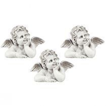 Prodotto Figura decorativa di angelo decorazione tomba in poliresina grigio bianco H6 cm 3 pezzi
