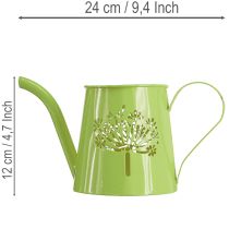 Prodotto Annaffiatoio decorativo in metallo, con motivo a dente di leone, colore verde, altezza 12 cm, confezione da 2 pezzi, vaso decorativo, stile shabby chic.