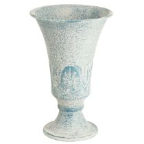 Prodotto Calice decorativo in metallo antico bianco blu Ø11cm H17.5cm