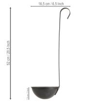 Prodotto Fioriera decorativa a forma di cazzuola, color antracite, da appendere, Ø16,5 cm, 2 pezzi