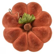 Prodotto Zucca decorativa floccata – decorazione da tavola autunnale in forte rosso marrone 20 cm 2 pezzi