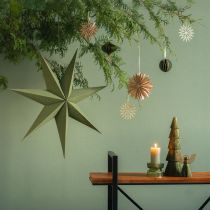 Prodotto Lampada decorativa a forma di stella di carta da appendere, colore verde juta 75x20cm