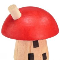 Prodotto Funghi decorativi casetta in legno rosso arancio decorazione in legno 6×5cm 6pz