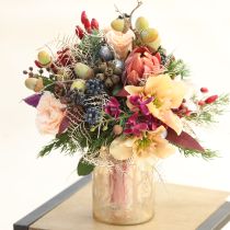 Prodotto Fiori artificiali decorativi Protea rosso-arancio 34 cm 3 pezzi