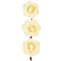 Prodotto Rose decorative Rose artificiali color crema Rose in legno Ø7,5cm 12 pezzi