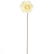 Prodotto Rose decorative Rose artificiali color crema Rose in legno Ø7,5cm 12 pezzi