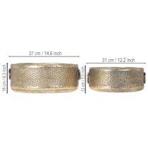 Prodotto Ciotola decorativa, effetto anticato, fioriera in metallo, dorata, Ø37/31cm, set da 2