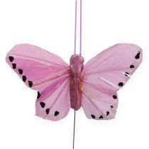 Prodotto Farfalle di piume sul filo colorato 5,5cm 24 pezzi
