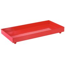 Prodotto Vassoio decorativo rettangolare in metallo rosso con piedini 30×15cm