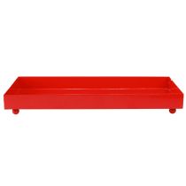 Prodotto Vassoio decorativo rettangolare in metallo rosso con piedini 30×15cm