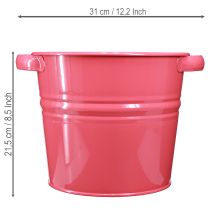 Prodotto Vaso decorativo, vaso da fiori in metallo rosa con manici, 31x26x21,5 cm