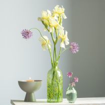 Prodotto Vaso decorativo in vetro per fiori con motivo giallo verde Ø10cm H25cm