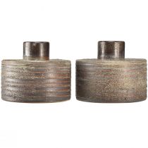 Prodotto Vaso decorativo vaso in ceramica marrone blu grigio 12x10,5 cm 2 pezzi