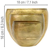 Prodotto Set di 3 vasi decorativi in metallo effetto ottone, Ø18/15/12,5 cm.